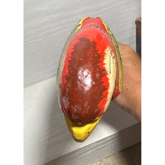 Hand Carved Wooden Parrot 12" Tall Philippines Vintage Garden Tropical - Picture 12 of 14